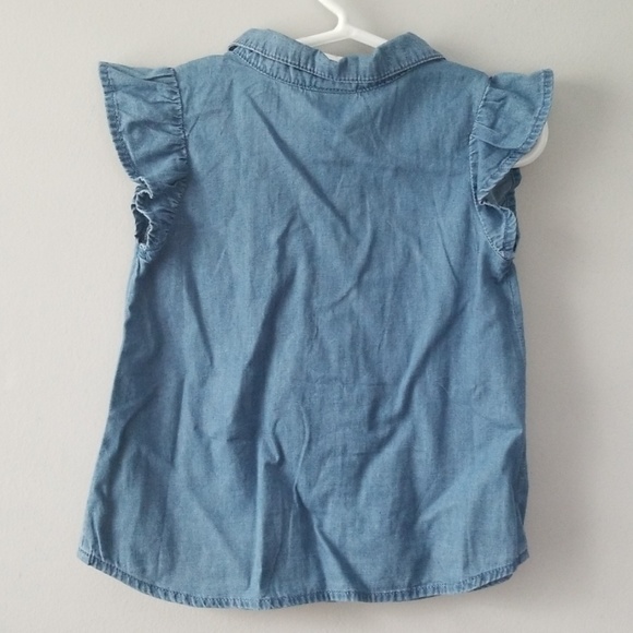 Girls Flutter Sleeve Chambray Shirt - Picture 3 of 4